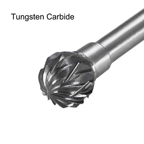 Uxcell Tungsten Carbide Rotary Files 1/8 drška, dvostruki rez kuglični oblik Rotary burrs Tool 6mm Dia,
