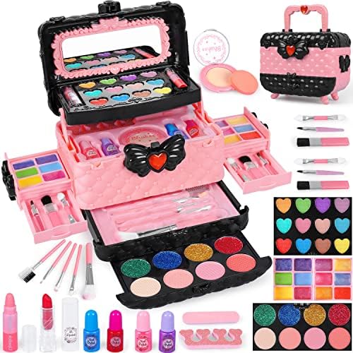 54 kom Kids Makeup Kit za djevojčice, princeza Real perive pretvarati igrati kozmetičke Set igračke