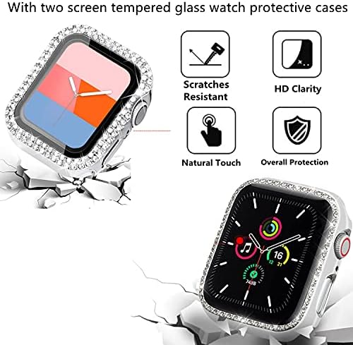 3-pakovanje kompatibilno sa Apple Watch Band 38mm 40mm 42mm 44mm + futrola, ženska nakit Bling dijamant