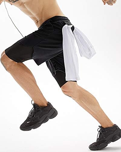 Lamlicka Muškarci 2 u 1 vježbanje sportskih kratkih hlača, kratke hlače za muškarce Lagana obuka Brzi