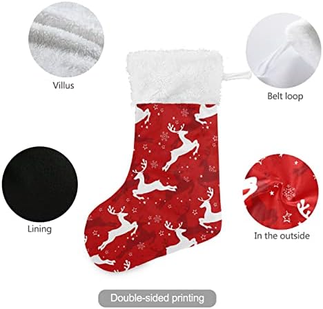 Alaza Božićne čarape Elk i Snowflakes Classic Personalizirani veliki ukrasi za skladištenje za obiteljski odmor Sezona Party Decor 1 paket, 17.7